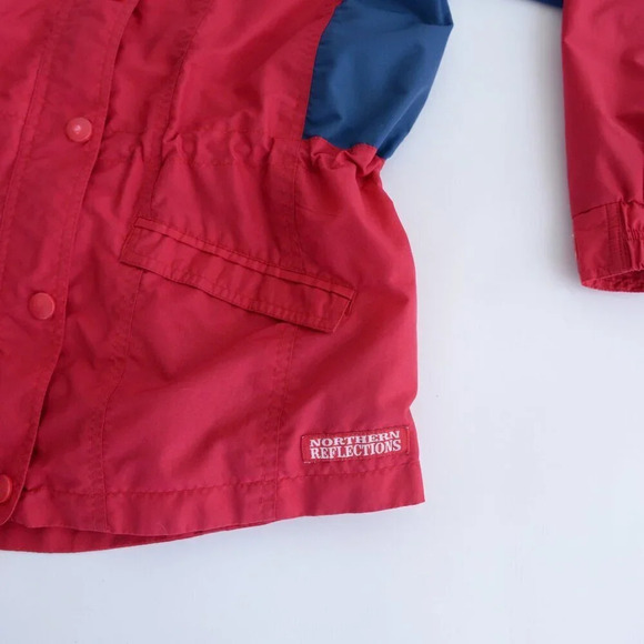 Vintage Northern Reflections Cottage Essentials Red w Blue Zip Up Hood Jacket M - Picture 6 of 13